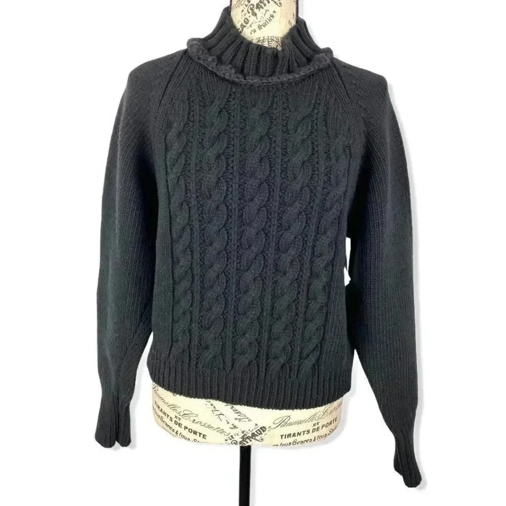 Cecile Bahnsen Mock neck cable knit wool sweater